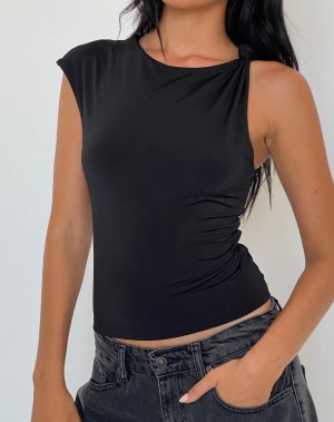 Motel Rocks Cambrie Asymmetrical Hihattomat Top Naisten Liivi Mustat | KGY7287HB