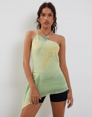 Motel Rocks Nesrin One Shoulder Longline Naisten Liivi Keltainen | JUH9676JA