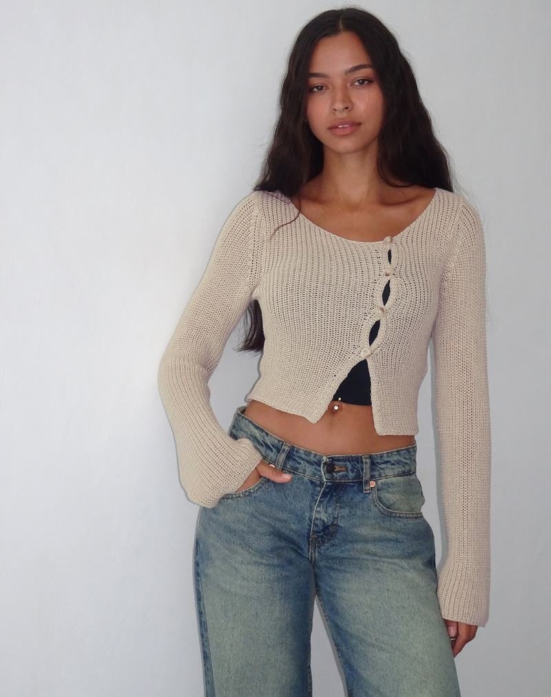 Motel Rocks Kazayo Long Sleeve Knit Top Naisten Puserot Beige | VKB8827JO