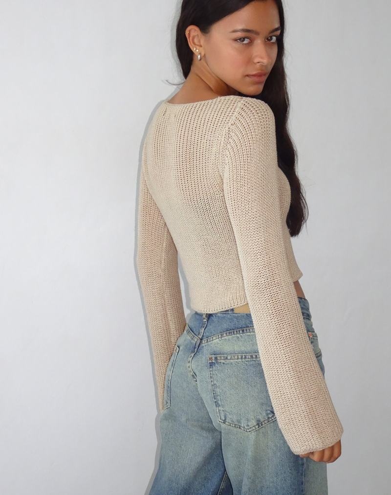 Motel Rocks Kazayo Long Sleeve Knit Top Naisten Puserot Beige | VKB8827JO