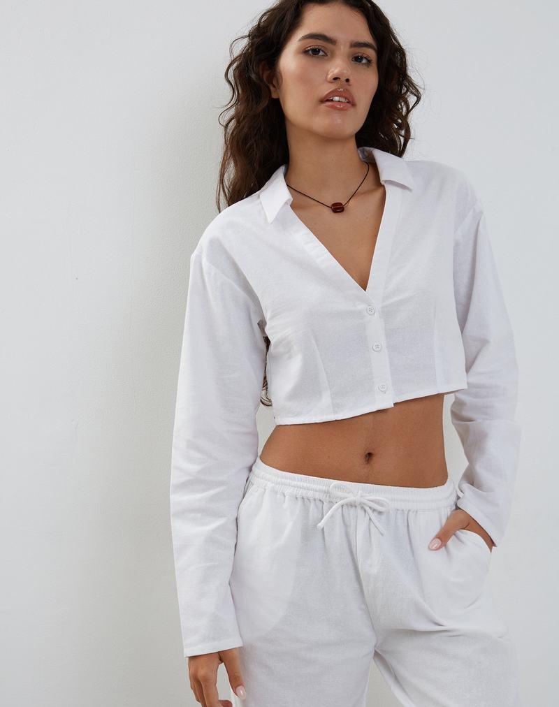 Motel Rocks Lyse Super Cropped Shirt Naisten Leikatut Topit Valkoinen | JVN5766UT